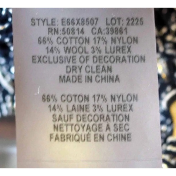 ELIE TAHARI Navy Blue Cardigan Gold Brass Rings Fringe Tassel Jacket.  Medium - Picture 6 of 9